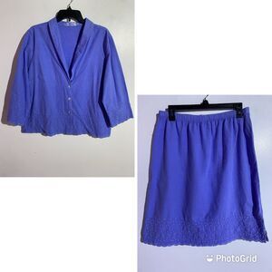 Fresh Produce Skirt Top SET XL Purple Floral Beachy Dainty Cottage Embroidered